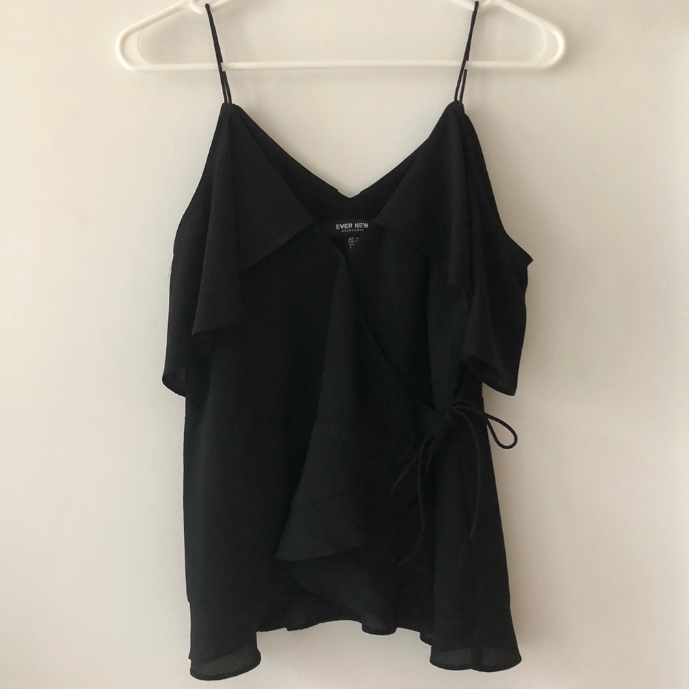 Ever New Wrap Tie Blouse Top with Ruffles